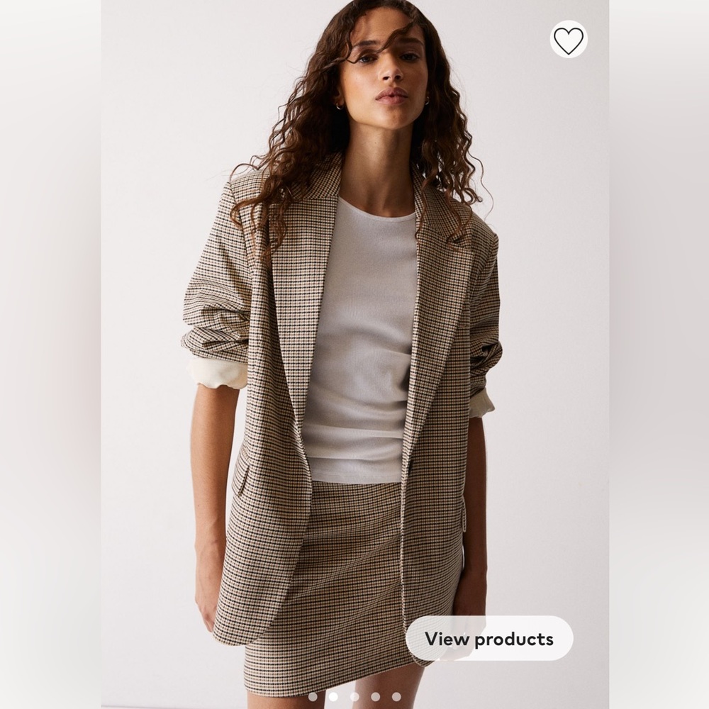 H&M small pattern houndstooth blazer and skirt; NWOT; lined